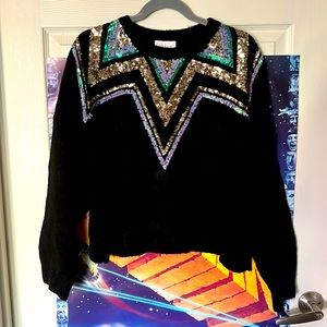 Topshop Sequined Sweater Black